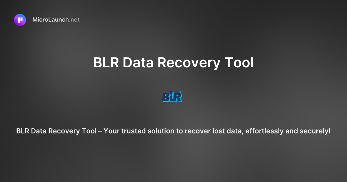 BLR Data Recovery Tool is now on Microlaunch