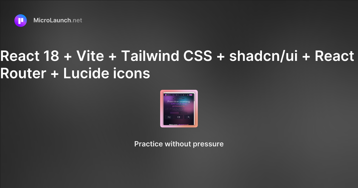 React 18 + Vite + Tailwind CSS + shadcn/ui + React Router + Lucide ...